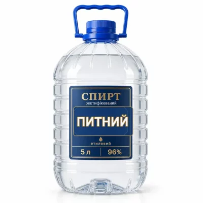 Спирт Питний 5л Спирт питьевой 96% в герметичной ПЭТ-таре 5–10 л с пломбой